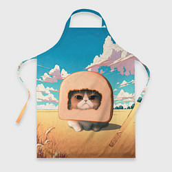 Фартук кулинарный Мемный кот в хлебе, цвет: 3D-принт