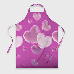 Фартук кулинарный Сердца на розовов фоне, цвет: 3D-принт