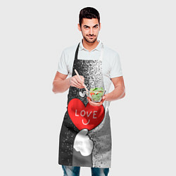 Фартук кулинарный Котик держит сердечко, цвет: 3D-принт — фото 2