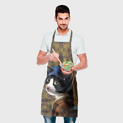 Фартук кулинарный Кошечка с жемчужной сережкой Ян Вермеер пародия, цвет: 3D-принт — фото 2