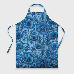 Фартук кулинарный Синие цветы, цвет: 3D-принт