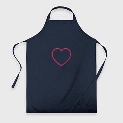 Фартук кулинарный Неоновое сердце на синем фоне, цвет: 3D-принт