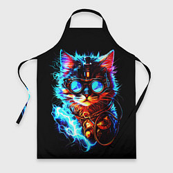 Фартук кулинарный Светящийся кот стимпанк, цвет: 3D-принт