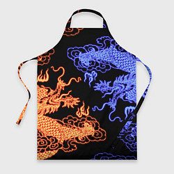 Фартук кулинарный Парящие неоновые драконы, цвет: 3D-принт