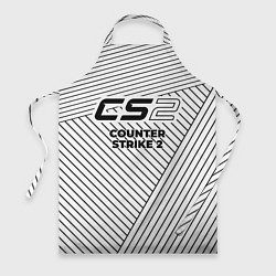 Фартук кулинарный Символ Counter Strike 2 на светлом фоне с полосами, цвет: 3D-принт