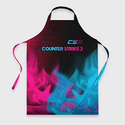 Фартук кулинарный Counter Strike 2 - neon gradient: символ сверху, цвет: 3D-принт