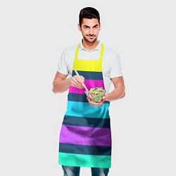 Фартук кулинарный Разноцветные неоновые полосы, цвет: 3D-принт — фото 2