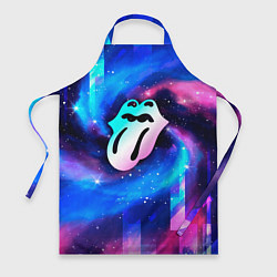 Фартук кулинарный Rolling Stones неоновый космос, цвет: 3D-принт