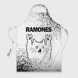 Фартук Ramones рок кот на светлом фоне