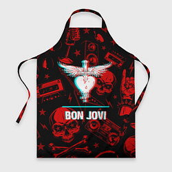 Фартук кулинарный Bon Jovi rock glitch, цвет: 3D-принт
