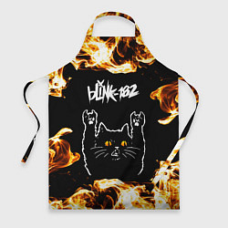 Фартук кулинарный Blink 182 рок кот и огонь, цвет: 3D-принт