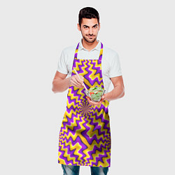 Фартук кулинарный Желто-фиолетовая иллюзия вращения, цвет: 3D-принт — фото 2
