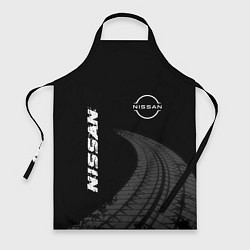 Фартук кулинарный Nissan speed на темном фоне со следами шин: надпис, цвет: 3D-принт