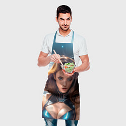 Фартук кулинарный Девушка в космическом корабле, цвет: 3D-принт — фото 2