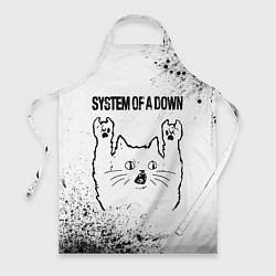 Фартук кулинарный System of a Down рок кот на светлом фоне, цвет: 3D-принт