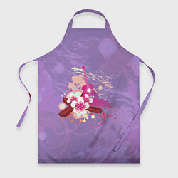 Фартук Розовая гитара и цветочный орнамент