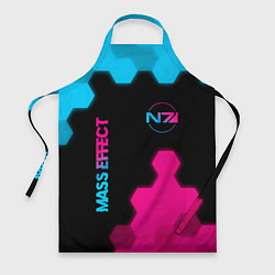 Фартук кулинарный Mass Effect - neon gradient: надпись, символ, цвет: 3D-принт