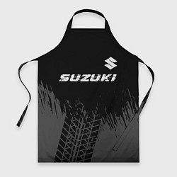 Фартук Suzuki speed на темном фоне со следами шин: символ