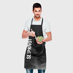 Фартук кулинарный Slipknot glitch на темном фоне: надпись, символ, цвет: 3D-принт — фото 2