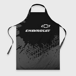 Фартук кулинарный Chevrolet speed на темном фоне со следами шин: сим, цвет: 3D-принт