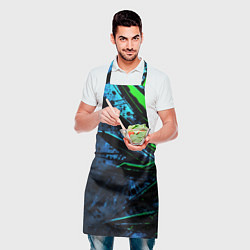 Фартук кулинарный Black green abstract, цвет: 3D-принт — фото 2