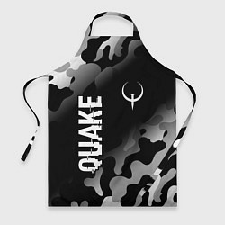 Фартук Quake glitch на темном фоне: надпись, символ