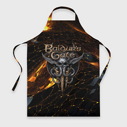 Фартук кулинарный Baldurs Gate 3 logo gold and black, цвет: 3D-принт