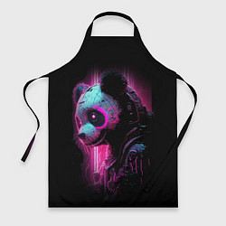 Фартук кулинарный Панда киберпанк в фиолетовом свете, цвет: 3D-принт