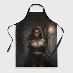Фартук кулинарный Девушка в ночном лесу, цвет: 3D-принт
