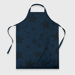 Фартук кулинарный Большие звезды чёрно-синий, цвет: 3D-принт