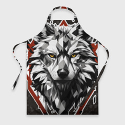 Фартук Черный волк - полигональная голова зверя