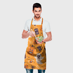 Фартук кулинарный Хэллоуин - тыквы и приведенья, цвет: 3D-принт — фото 2