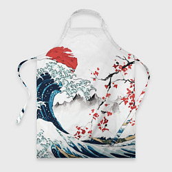 Фартук кулинарный Хокусай большая волна в Канагаве - пародия укиё, цвет: 3D-принт