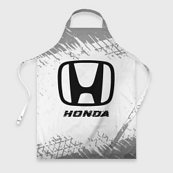 Фартук кулинарный Honda speed на светлом фоне со следами шин, цвет: 3D-принт