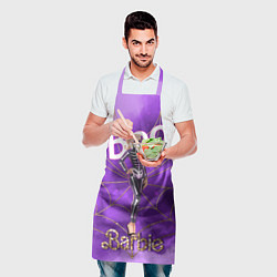 Фартук кулинарный Барби в костюме скелета: паутина и фиолетовый дым, цвет: 3D-принт — фото 2