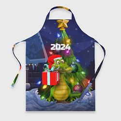 Фартук Дракон с подарком у елки
