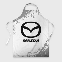 Фартук кулинарный Mazda speed на светлом фоне со следами шин, цвет: 3D-принт