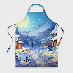 Фартук кулинарный Зимняя новогодняя деревня, цвет: 3D-принт