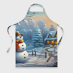 Фартук кулинарный Новый год и снеговик, цвет: 3D-принт