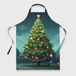 Фартук кулинарный Новогодняя зеленая елка, цвет: 3D-принт