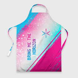 Фартук кулинарный Bring Me the Horizon neon gradient style вертикаль, цвет: 3D-принт