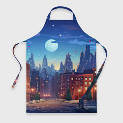 Фартук кулинарный Ночной новогодний город, цвет: 3D-принт