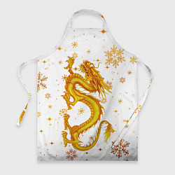 Фартук кулинарный Золотой дракон в снежинках, цвет: 3D-принт