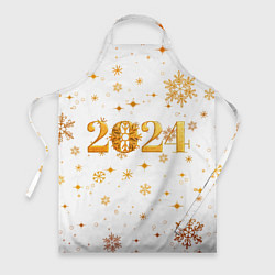 Фартук кулинарный Новый 2024 год - золотой, цвет: 3D-принт