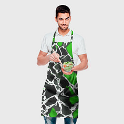 Фартук кулинарный Кляксы чёрные и зелёные, цвет: 3D-принт — фото 2
