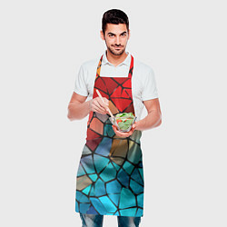 Фартук кулинарный Красно-синяя витражная мозаика, цвет: 3D-принт — фото 2