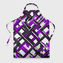 Фартук кулинарный Фиолетовые и чёрные мазки, цвет: 3D-принт
