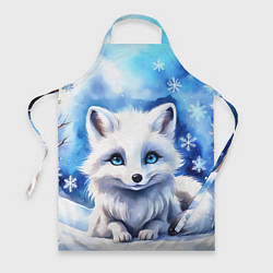 Фартук Портрет мультяшного песца акварель