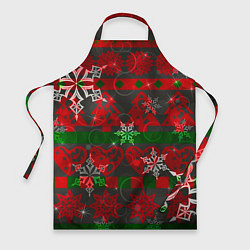Фартук кулинарный Рождественские узоры ёлки и снежинки, цвет: 3D-принт
