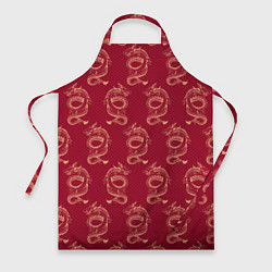 Фартук кулинарный Китайский дракон на красном фоне, цвет: 3D-принт
